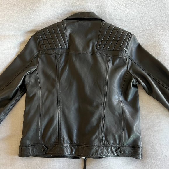 Vintage-Inspired AllSaints Conroy Crinkled Leather Biker Jacket - Picture 8 of 11